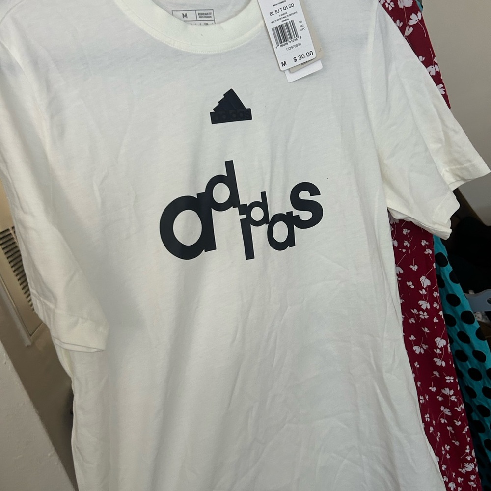Adidas White Tee with Black Logo